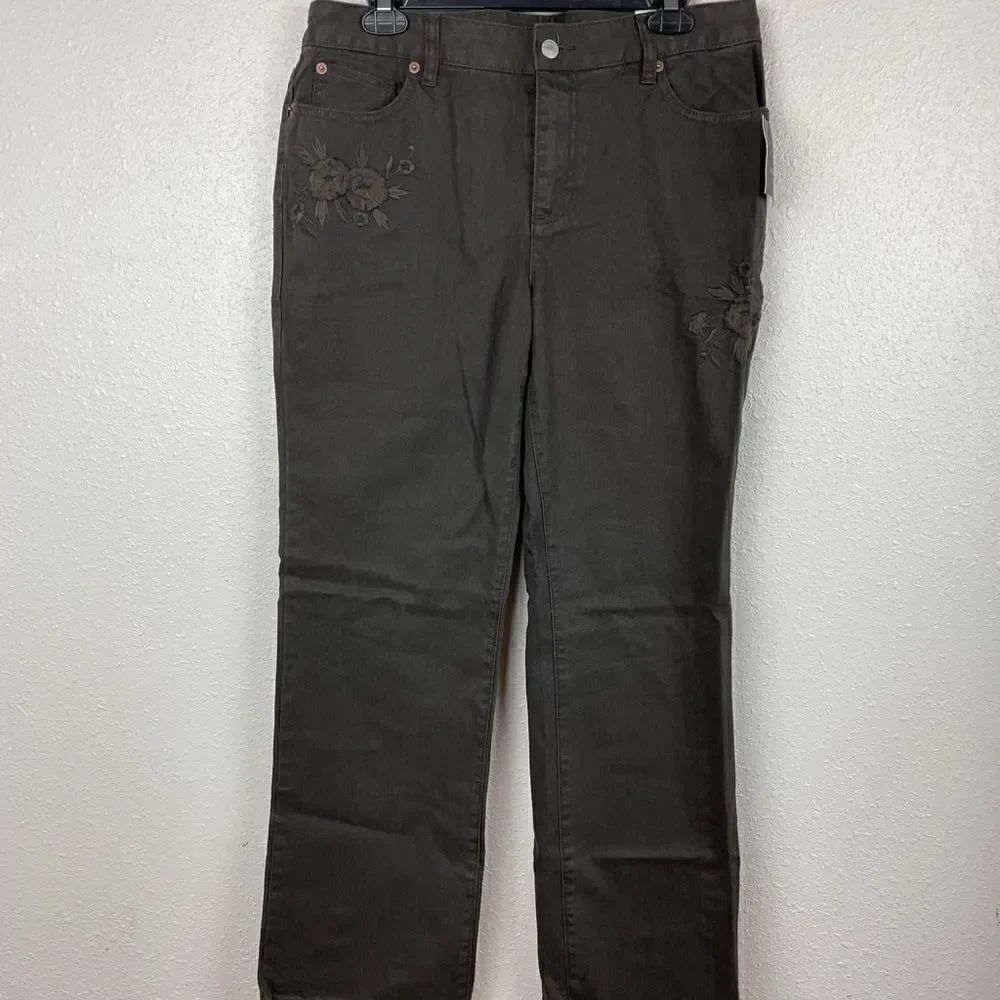NWT Liz Claiborne Black Slim Bootcut Denim Jeans Size 12